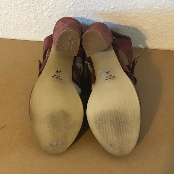 SCHULER & SONS Slingback Heels Womens 8 Burgundy Open Toe Suede Anthropologie - Picture 6 of 10